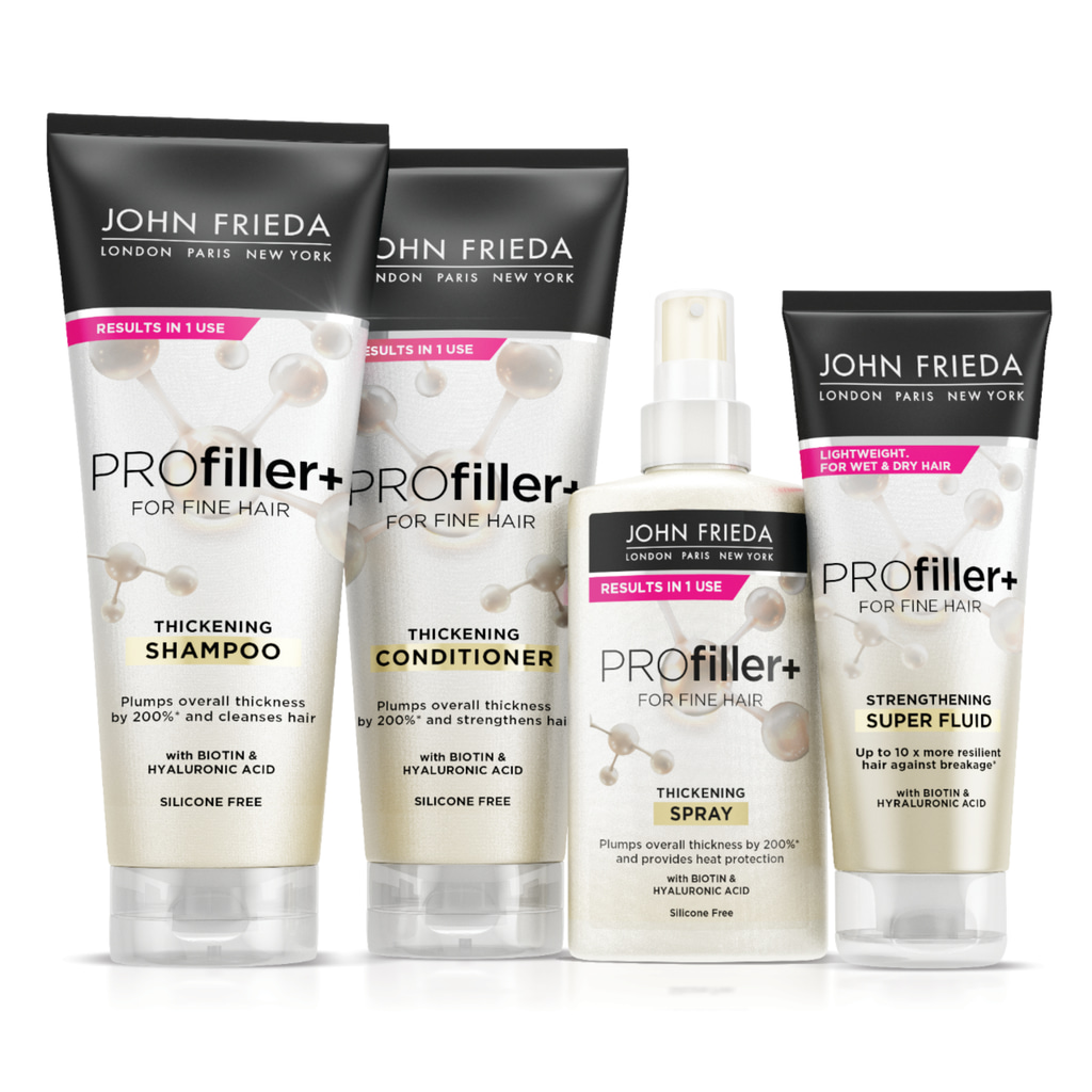 John Frieda PROfiller+ Thickening collection of Shampoo, Conditioner, Spray and Super Fluid 