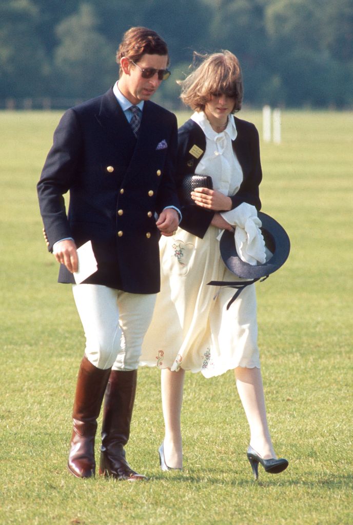 Prince Charles walks next to his then-girlfriend Lady Jane Wellesley