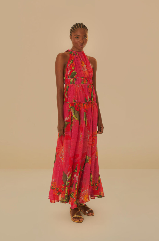 Red Pietra Floral Sleeveless Maxi Dress  - Farm Rio