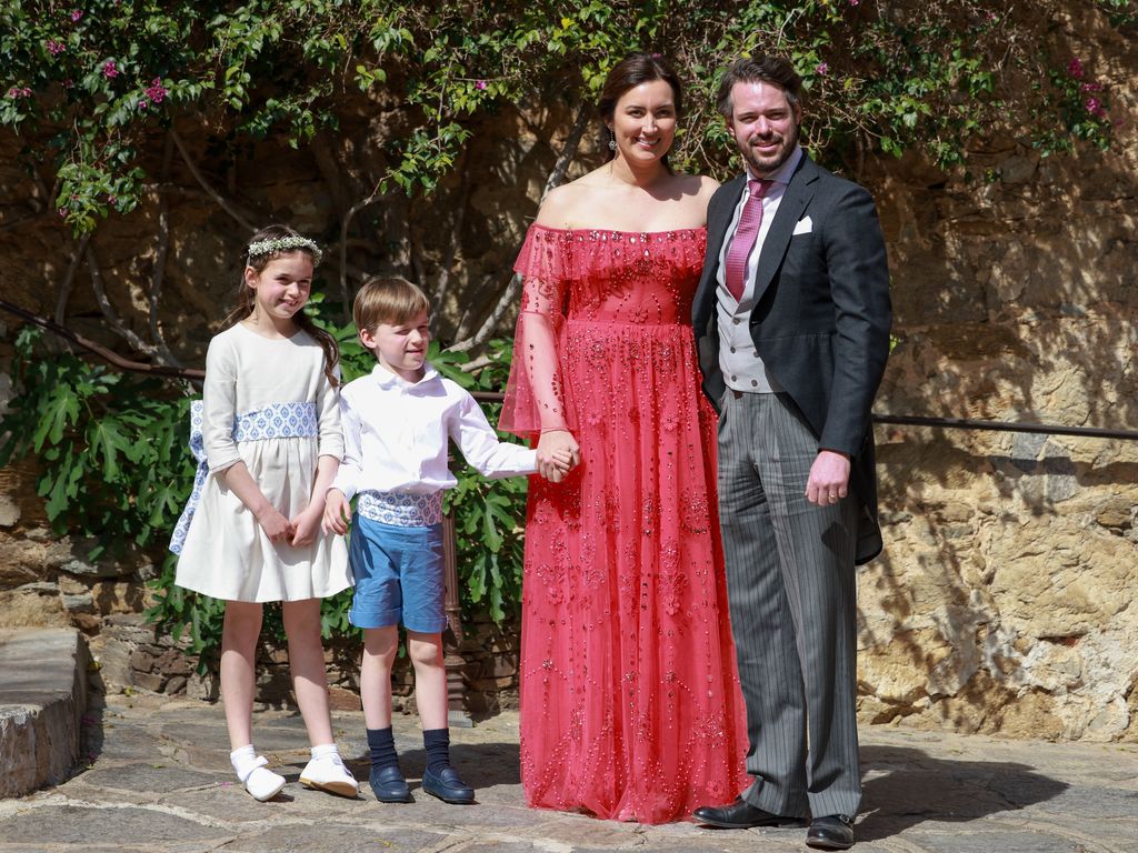 Princess Amalia, Prince Liam, HRH Prince Felix of Luxembourg and HRH Princess Claire of Luxembourg at Princess Alexandra's wedding