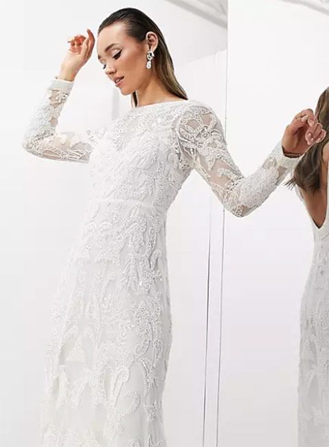 Modern Lace Trimmed Long Dress 【希少！！】 レディース