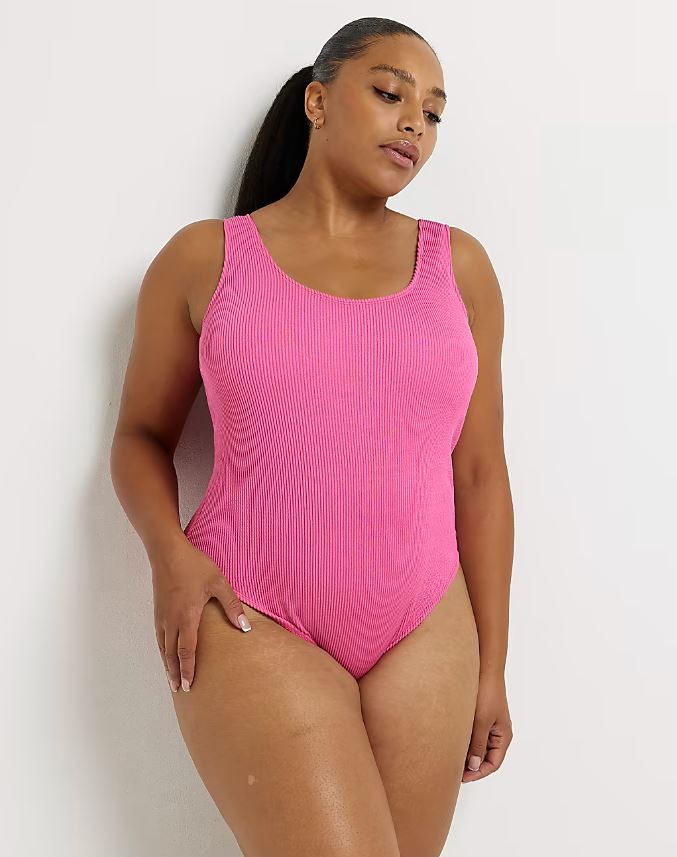 pink plus size river island swimsuit