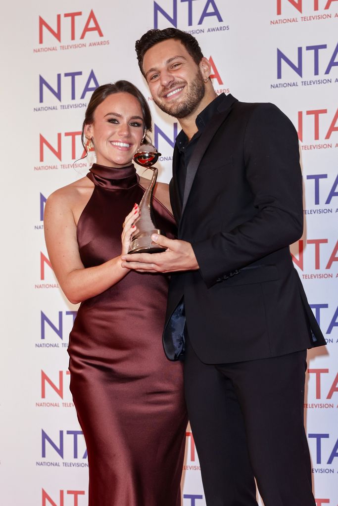 Ellie Leach and Vito Coppola holding a National Television Award