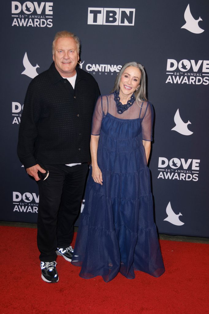 David Hunt and Patricia Heaton walk the red carpet of the 56th Annual GMA Dove Awards at Bridgestone Arena on October 7, 2025 