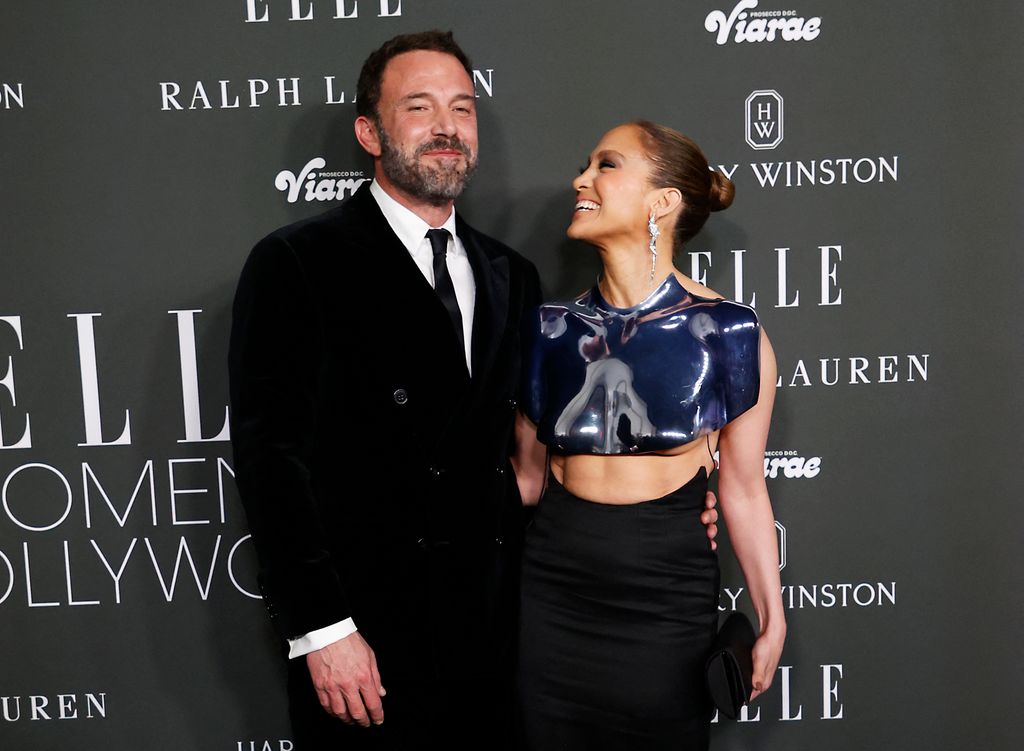TOPSHOT - US singer and actress Jennifer Lopez and husband US actor Ben Affleck arrive for Elle's 2023 Women in Hollywood celebration, at Nya Studios in Los Angeles, California, on December 5, 2023. (Photo by Michael Tran / AFP) (Photo by MICHAEL TRAN/AFP via Getty Images)
