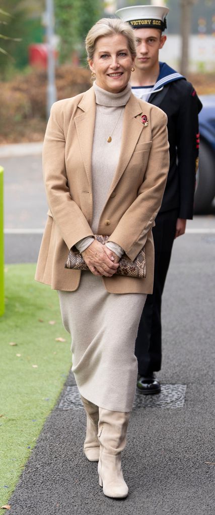 Sophie, Duchess of Edinburgh in a knitted bodycon dress