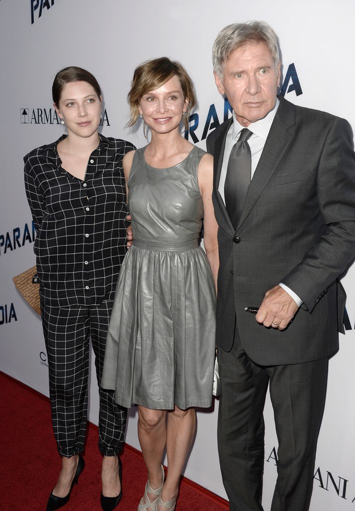 Actors Calista Flockhart, Harrison Ford and daughter Georgia attend the premiere of "Paranoia" 