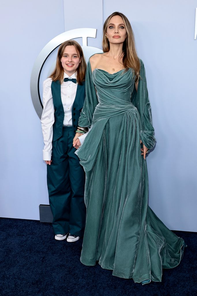 (L-R) Vivienne Jolie and Angelina Jolie attend the The 77th Annual Tony Awards 