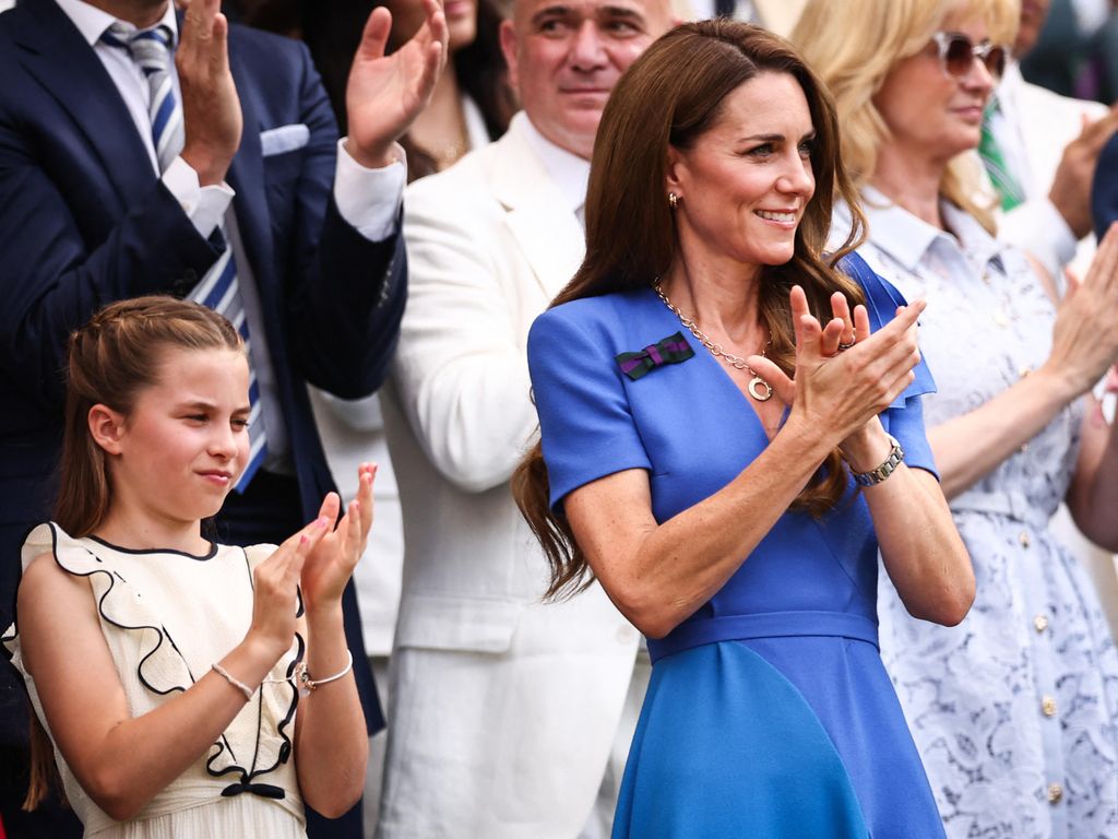 Princess Kate and Charlotte applaud at the Wimbledon men's final