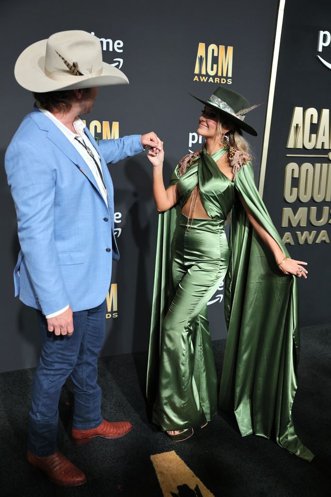 Devlin Hodges and Lainey Wilson attend the 58th Academy Of Country Music Awards 