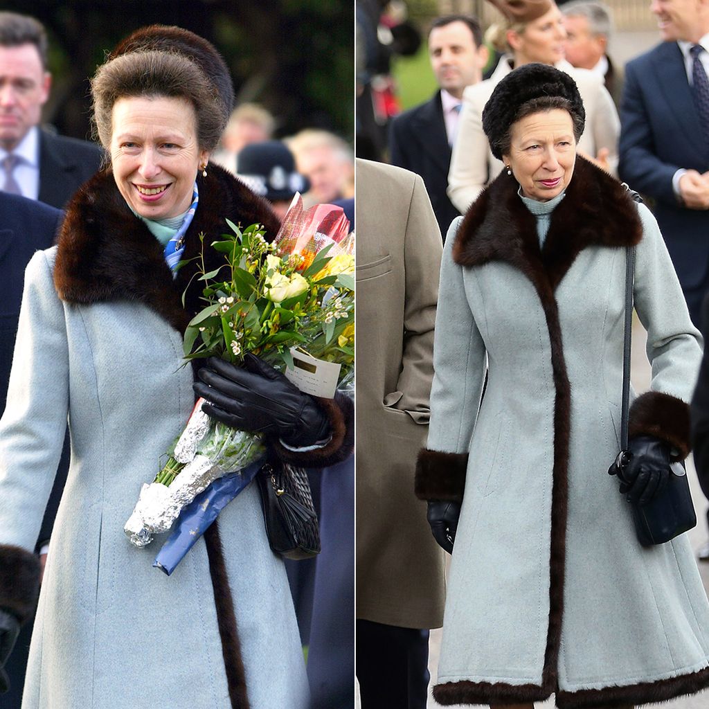 Princess Anne wears a blue coat on Christmas Day in Sandringham