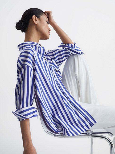 Blue and White Striped Shirt 