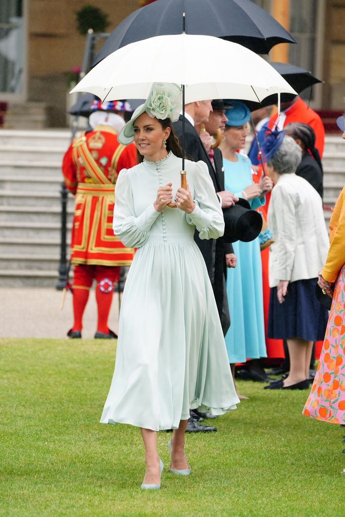 Catherine, Duchess of Cambridge attends a Royal Garden Party at Buckingham Palace on May 25, 2022 in London, England.