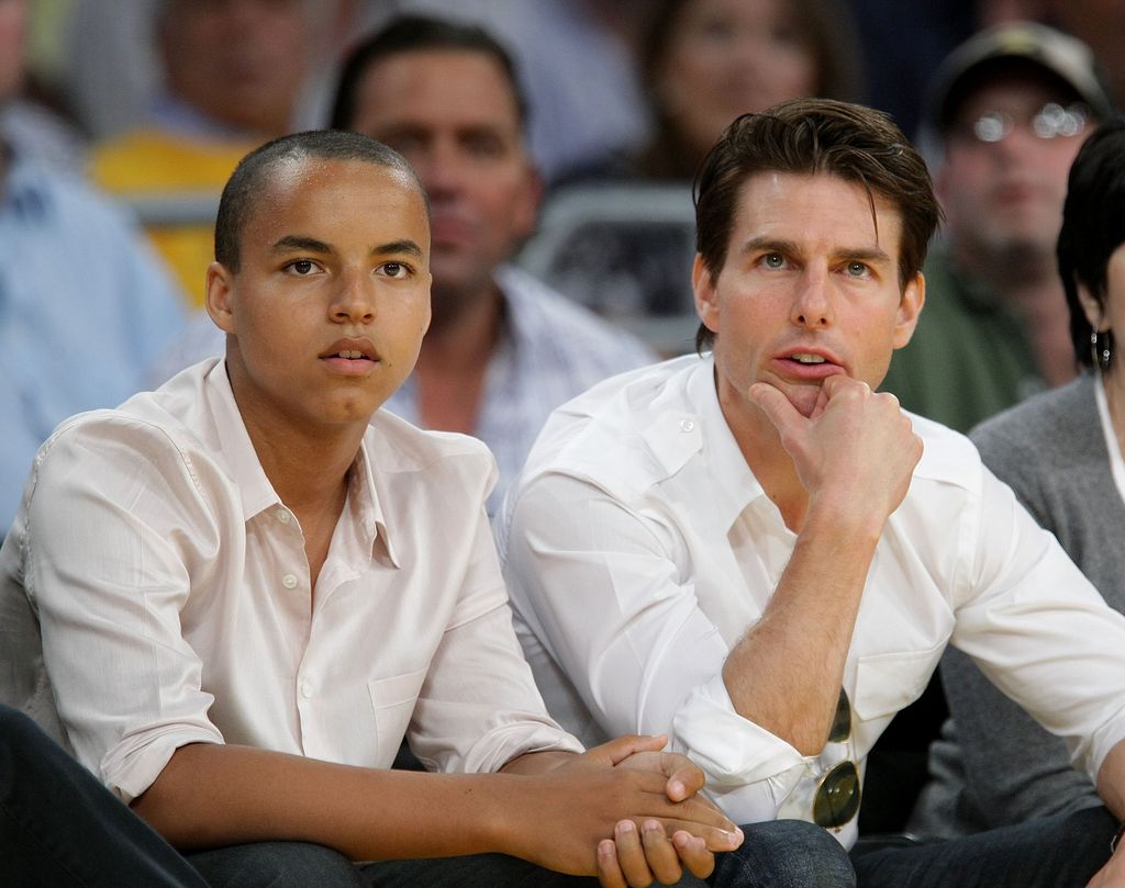 Tom Cruise (R) and his son Connor Cruise (L) attend Game Two of the Western Conference Finals during the 2009 NBA Playoffs between the Los Angeles Lakers and the Denver Nuggets at Staples Center on May 21, 2009 in Los Angeles, California.