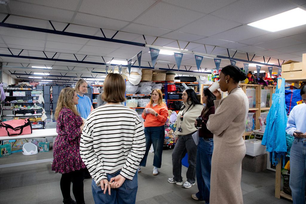 Giovanna Fletcher at a baby bank 