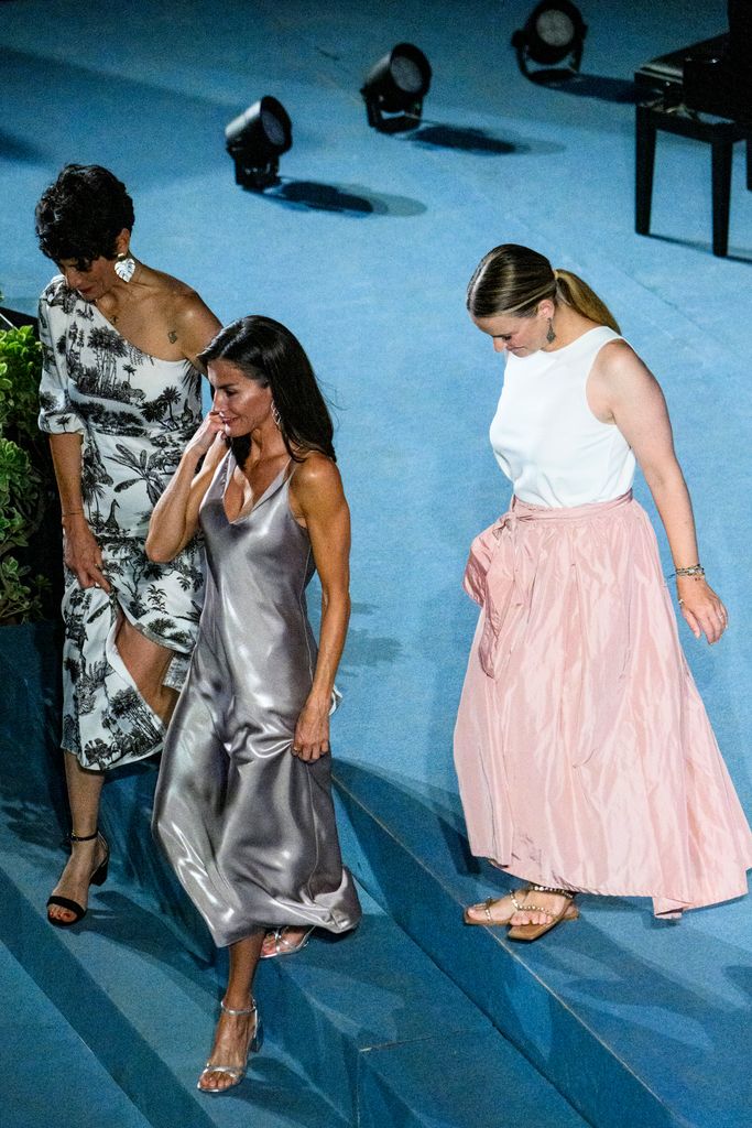 Queen of Spain Letizia reacts during the closing gala of the 14th edition of the Atlantida Mallorca Film Festival in Palma de Mallorca 