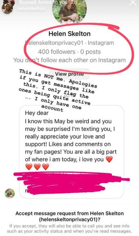 helen skelton apology fake profiles instagram