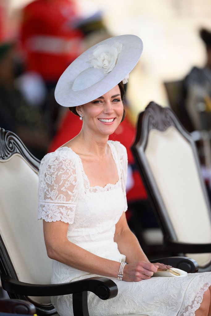 Kate Middleton wearing Princess Diana's pearl bracelet