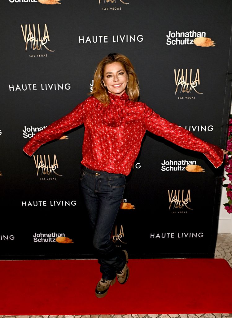 Shania Twain attends the Haute Living celebration of Twain and Jonathan Schultz with Louis XIII and Telmont Champagne at Villa Azur Las Vegas on May 14, 2024 in Las Vegas, Nevada.