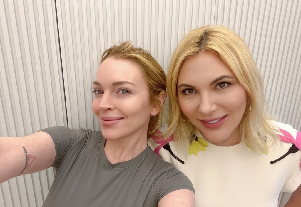 Photo shared by Dubai-based dermatologist Dr. Radmila Lukian on Instagram October 2024 featuring her client Lindsay Lohan