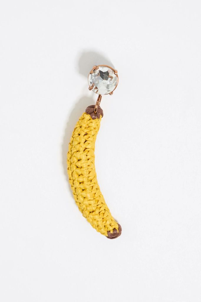 Banana Crystal and Raffia Earring