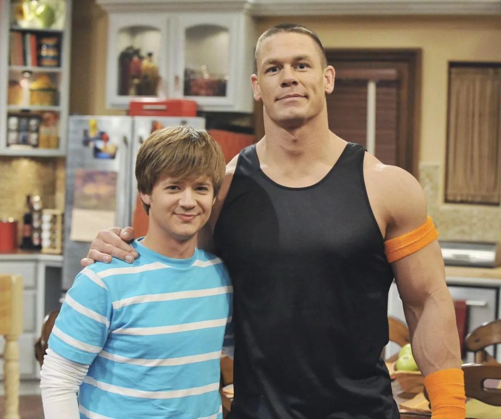 John Cena and Jason Earles on set of Hannah Montana