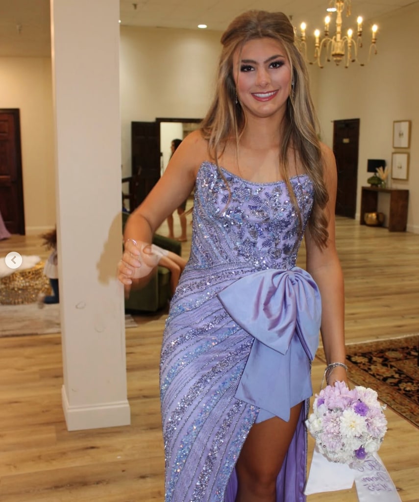 Photo shared by Jamie Lynn Spears on Instagram March 30, 2015 of her daughter Maddie Watson in a purple dress for her junior prom