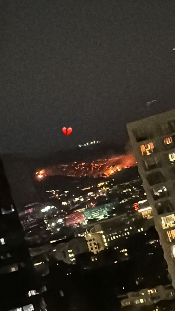 Brooklyn Beckham shared a photograph of the blaze captured from his window