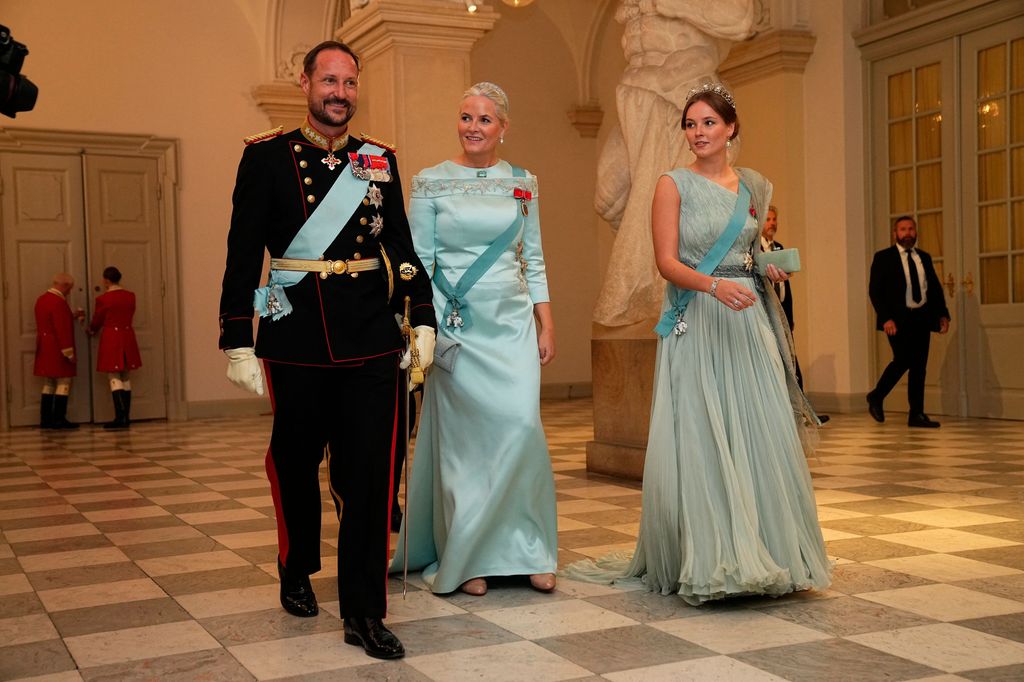 Norway's Crown Prince Haakon and Crown Princess Mette-Marit of Norway with their daughter Princess Ingrid Alexandra at the celebration for Prince Christian's 18th birthday
