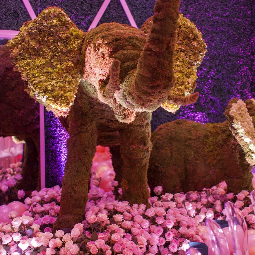 Elephant flowers at Khloe Kardashian's baby shower