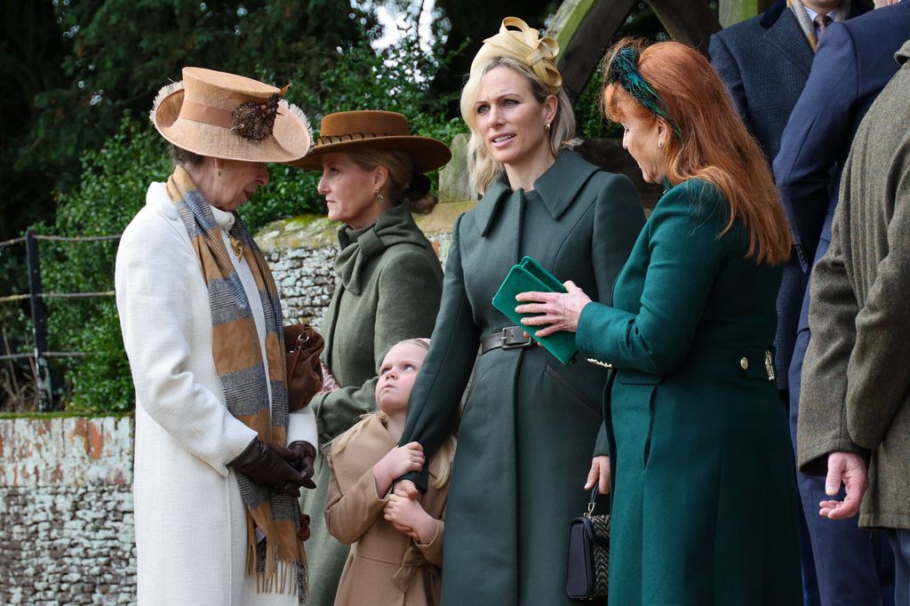 Lena Tindall was photographed giving her grandmother Princess Anne a defying look following the Christmas Day morning church service at St Mary Magdalene Church in Sandringham, Norfolk.