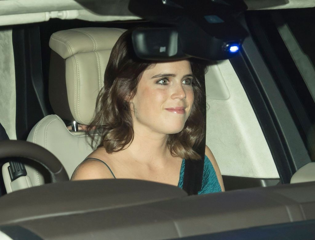 Princess Eugenie arriving at Prince Charles' 70th birthday