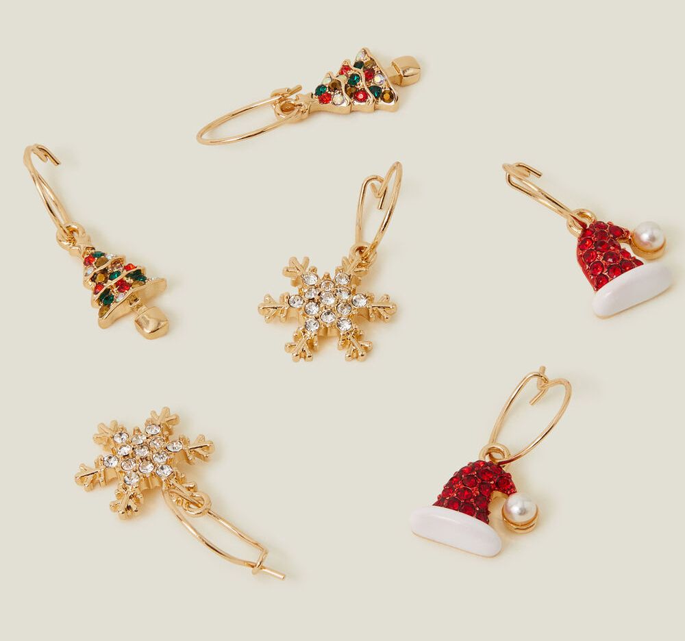 Accessorize Christmas Huggie Hoop Earrings Three-Pack