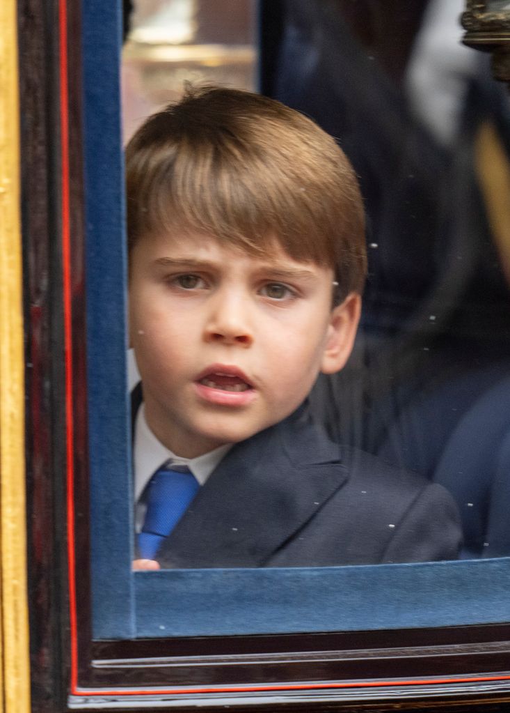 Prince Louis looks on