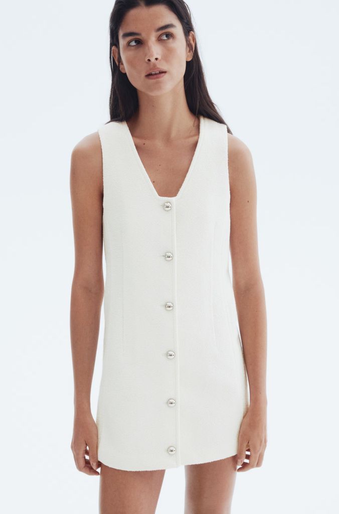h&m white boucle dress