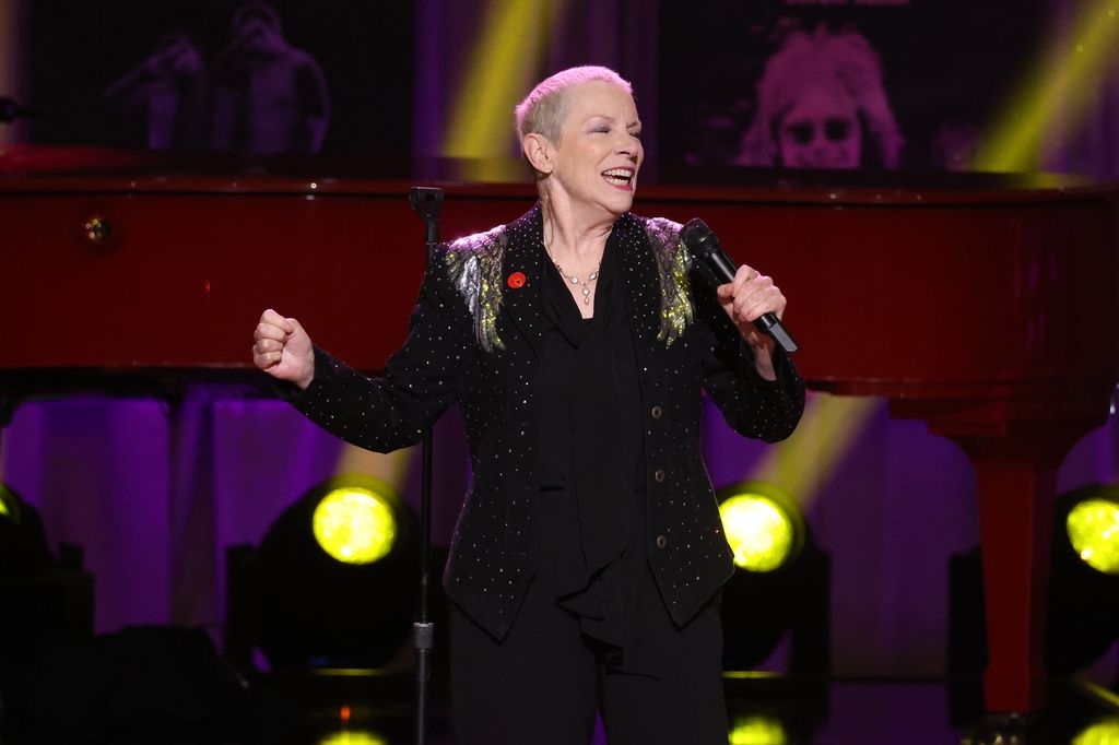 WASHINGTON, DC - MARCH 20: Annie Lennox performs during the 2024 Gershwin Prize for Popular Song presentation to Elton John and Bernie Taupin by the Library of Congress at DAR Constitution Hall on March 20, 2024 in Washington, DC.  (Photo by Taylor Hill/WireImage)