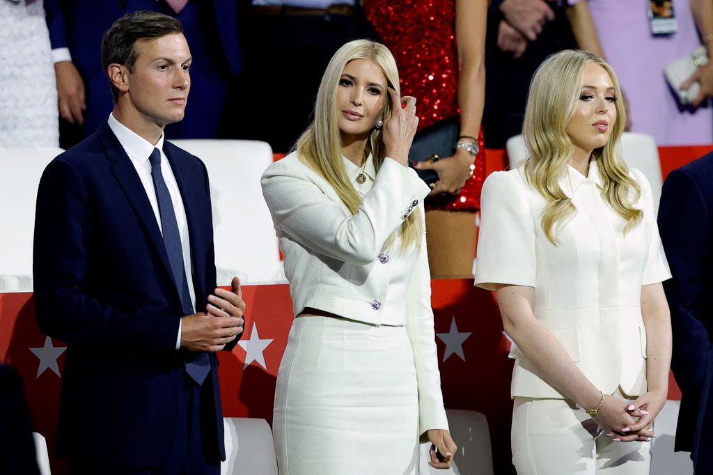 Ivanka Trump wears white skirt and blazer during the last day of the 2024 Republican National Convention at the Fiserv Forum in Milwaukee, Wisconsin