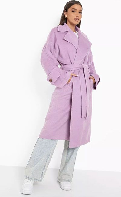 lilac coat boohoo