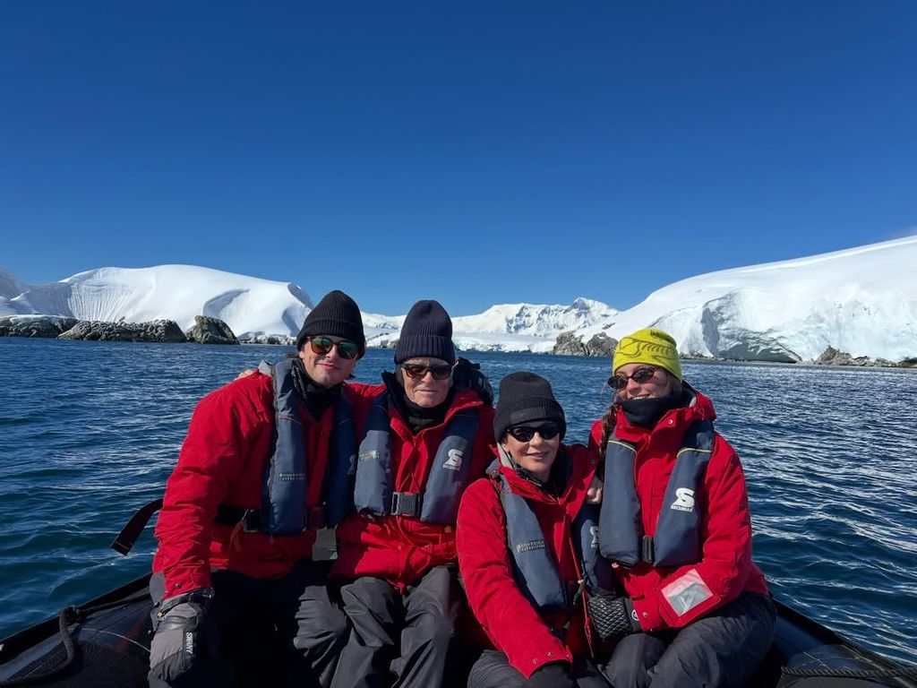 Dylan, Michael, CTZ, and Carys on a family vacation to Antarctica