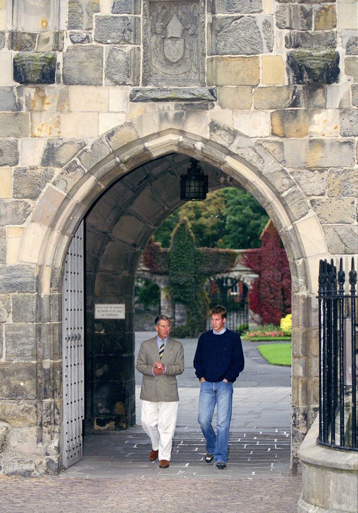 William was accompanied by Charles on his first day at St Andrews