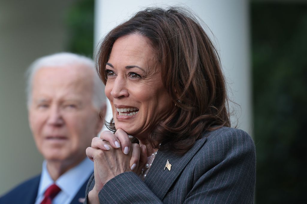 U.S. Vice president Kamala Harris speaks during an event with U.S. President Joe Biden celebrating Asian American, Native Hawaiian, and Pacific Islander Heritage Month in the Rose Garden of the White House May 13, 2024 in Washington, DC