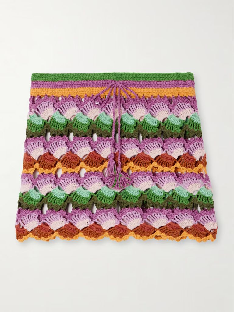 Bananas crochet-knit cotton-blend mini skirt