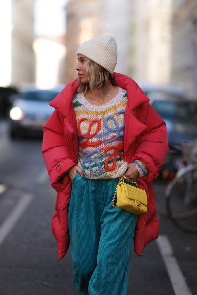 woman in designer knit