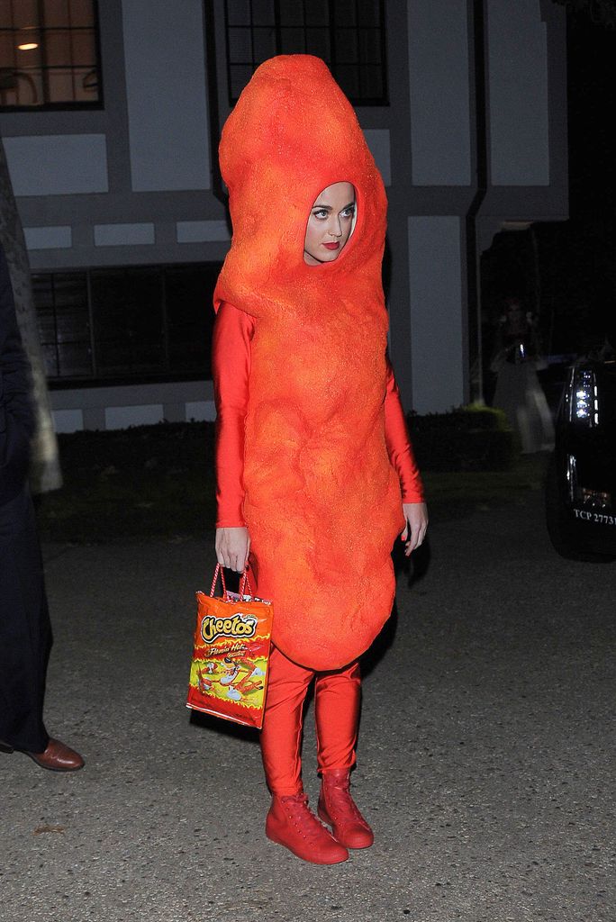 Katy Perry dressed as a cheeto 