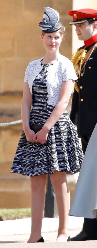 Lady Louise Windsor at the wedding of Prince Harry to Meghan Markle in her mother's dress