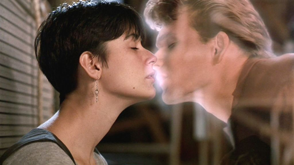 Demi kissing Ghost Patrick Swayze in 1990