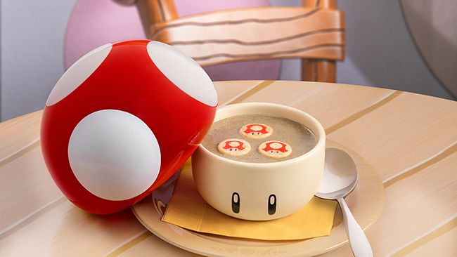 super nintendo world mushroom soup shaped like toad