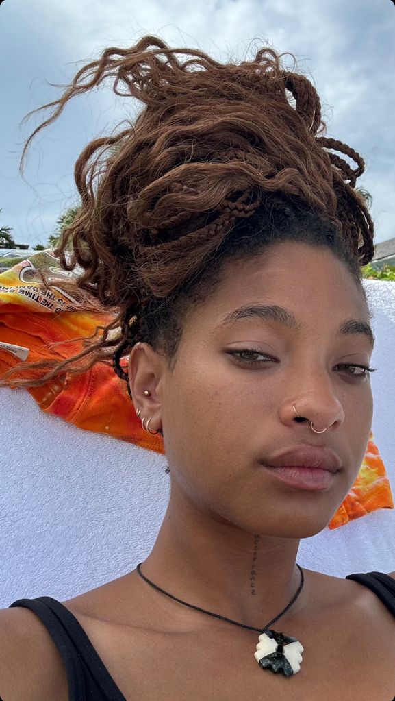 Willow Smith shares a selfie from brother Jaden Smith's birthday trip to the Bahamas on Instagram