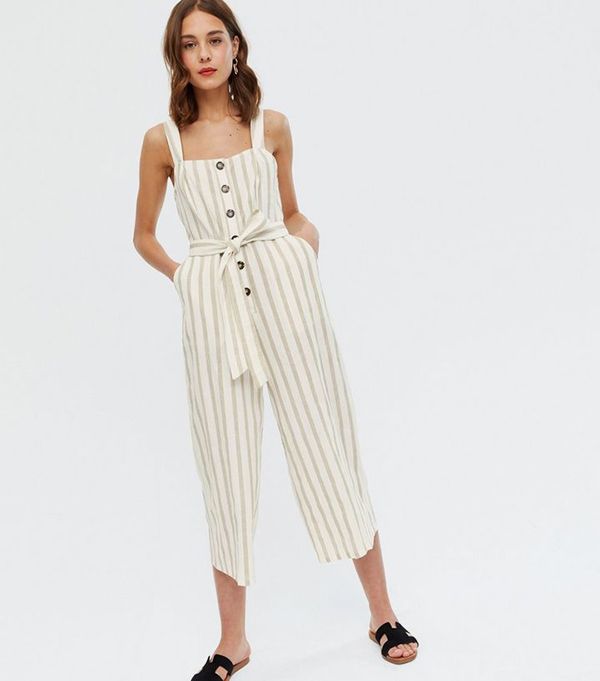 white striped jumpsuit new look