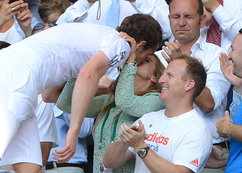 Andy Murray kisses girlfriend Kim Sears after winning Wimbledon Men's Singles Final in 2013